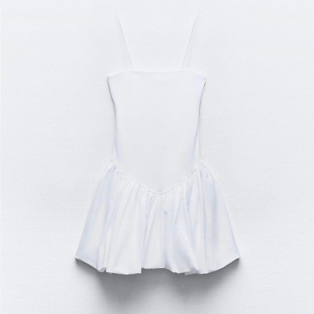 VIRAL ZARA Bubble Dress NWT. (Zara mixed rib poplin balloon dress)